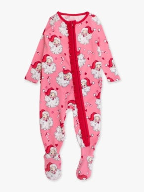 Girls Pink Santa Joy 1 Pc Pj's or L/S Pajama Set by RuffleButts