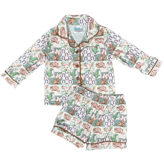 Girls Pink & Green Camo Pajamas by Shea Baby