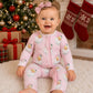 Girls Pink Vintage Santa Milk Silk Zip Up Romper by Little Bugz Boutique