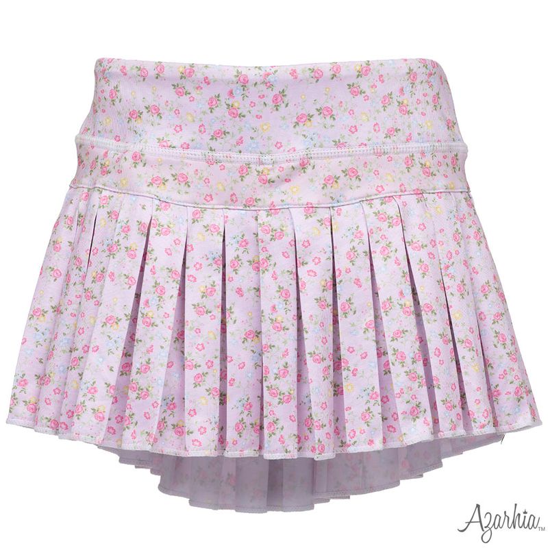Girls Pretty in Pink Flowers Mini Pleated Skort  by Azarhia