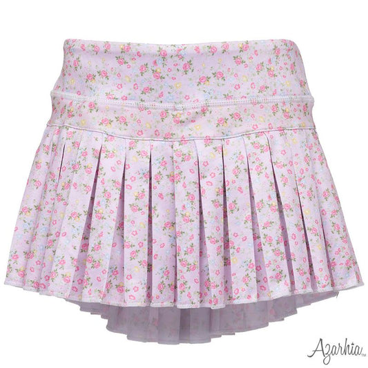 Girls Pretty in Pink Flowers Mini Pleated Skort  by Azarhia