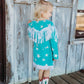 Girls Star Suede Fringe Turq/White Set by Shea Baby