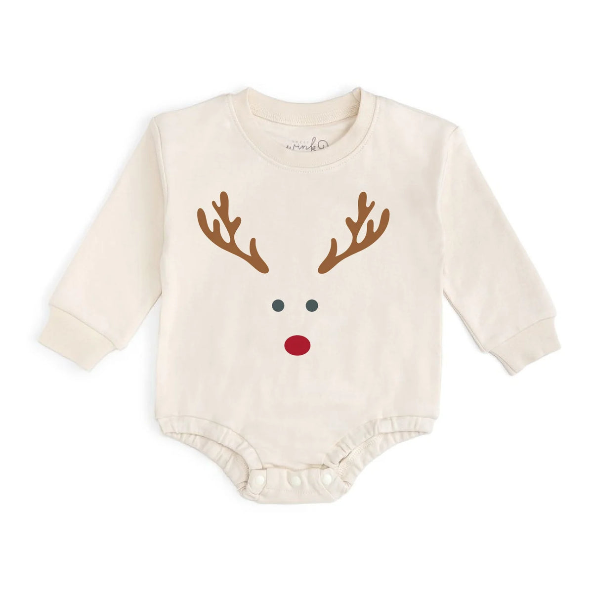 Boys Red Nose Reindeer Christmas L/S Romper by Sweet Wink
