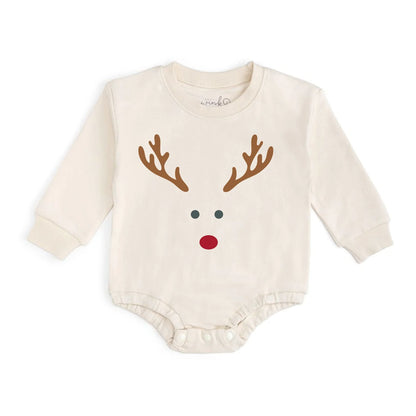 Boys Red Nose Reindeer Christmas L/S Romper by Sweet Wink