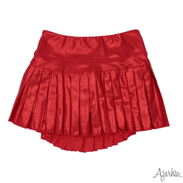 Girls Red Shimmer Mini Pleated Skort by Azarhia