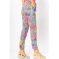 Ladies Ribbon Flower Print Jeggings by Look Mode-Blue Jean