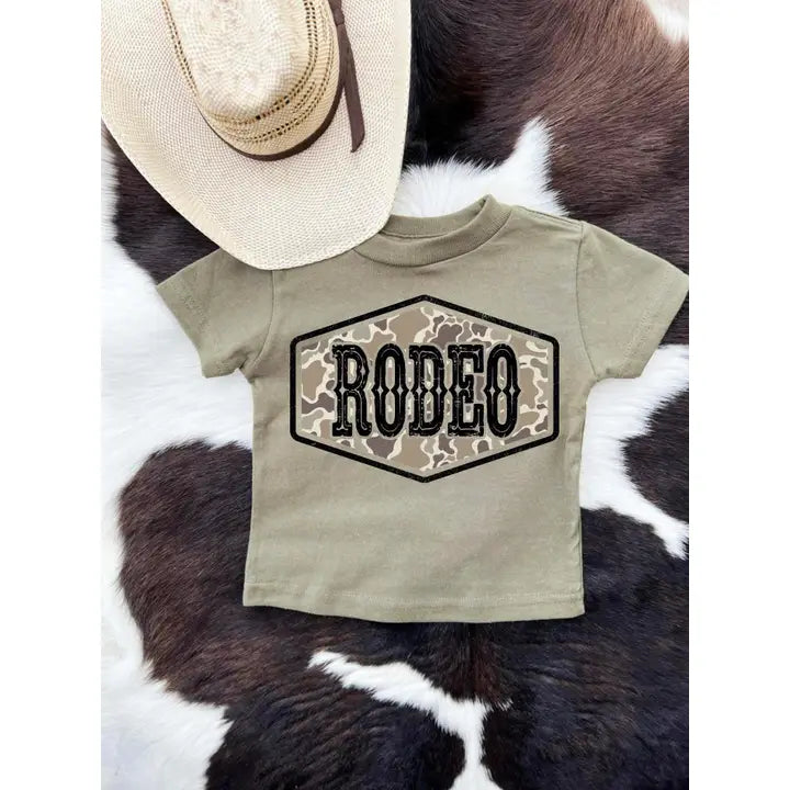Boys Olive Rodeo Camo T-Shirt by Buckin' Baby