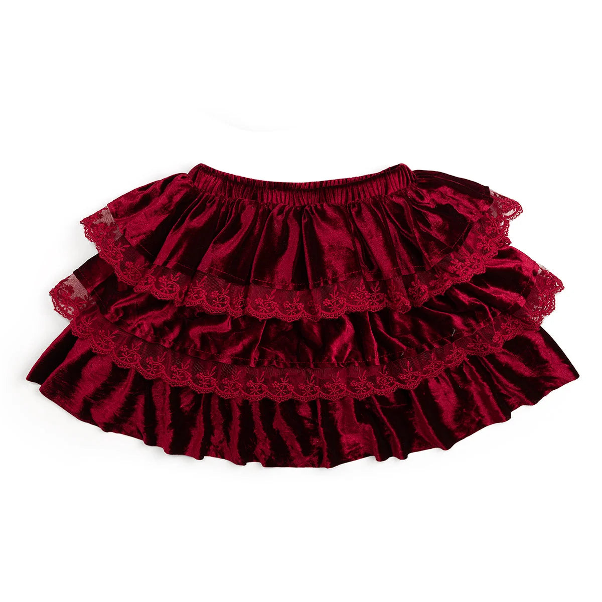 Girls Ruby Red Velvet Tiered Christmas Skirt by Sweet Wink
