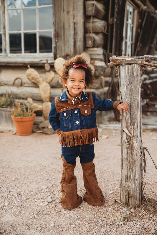 Girls Denim and Suede Jeans by Shea Baby