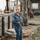 Boys Grey Paisley LS Pearl Snap Onesie or Shirt by Shea Baby
