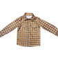 Boys Brown Plaid LS Pearl Snap Onesie or Shirt by Shea Baby