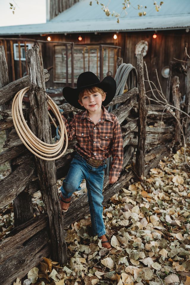 Boys Brown Plaid LS Pearl Snap Onesie or Shirt by Shea Baby
