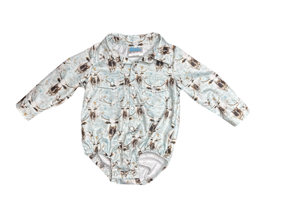 Boys Longhorn LS Pearl Snap Onesie or Shirt by Shea Baby