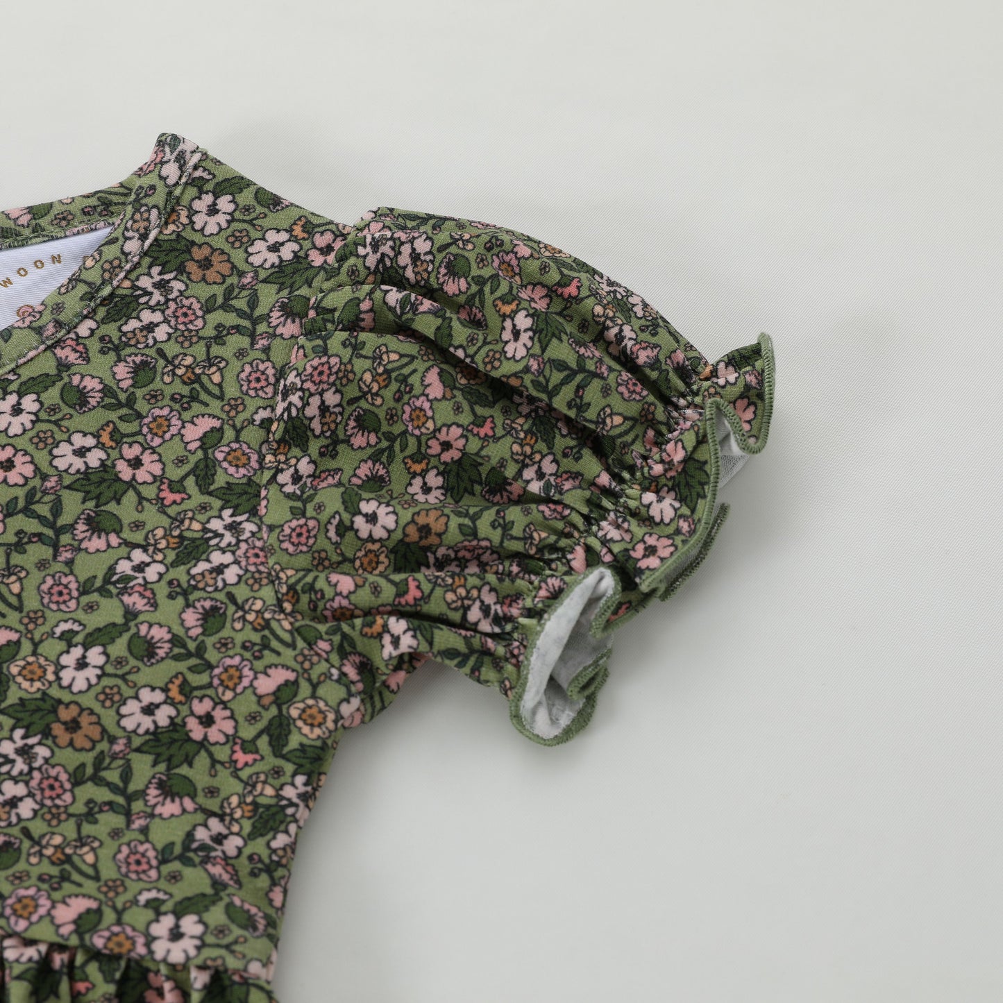 Girls Green Floral Puff Sleeve Romper by Swoon Baby