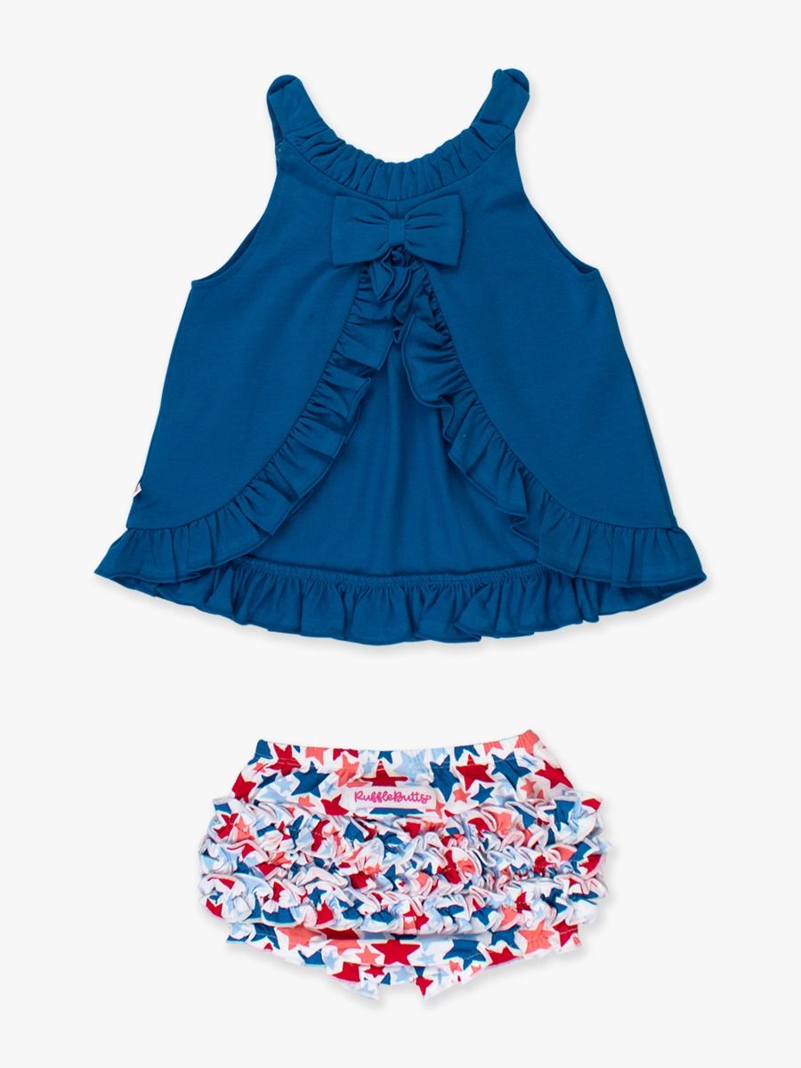Girls Star-Spangled Swing Top/Bloomer Set by RuffleButts