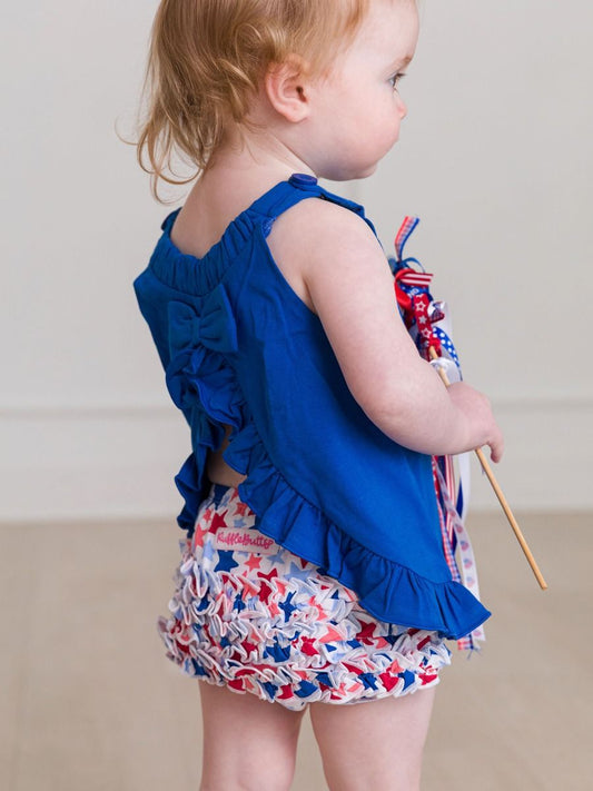 Girls Star-Spangled Swing Top/Bloomer Set by RuffleButts