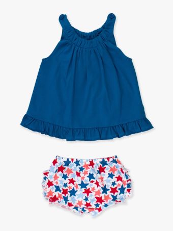 Girls Star-Spangled Swing Top/Bloomer Set by RuffleButts