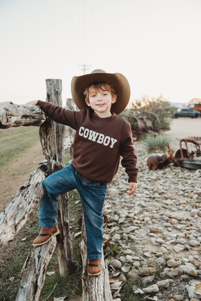 Boys Cowboy Brown Pullover by Shea Baby