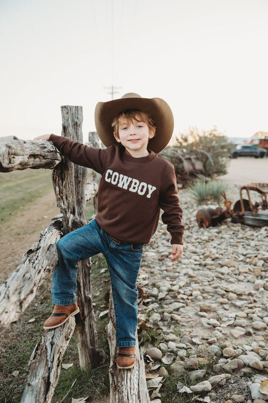 Boys Cowboy Brown Pullover by Shea Baby