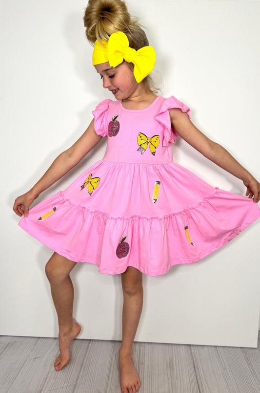 Girls Teacher's Pet Sequin Dress by Clover Cottage