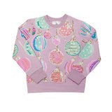 Girls Christmas Ornaments Sequin Sweatshirt by Belle Cher