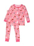 Girls Pink Puppy Playtime Long Sleeve Pajamas by RuffleButts