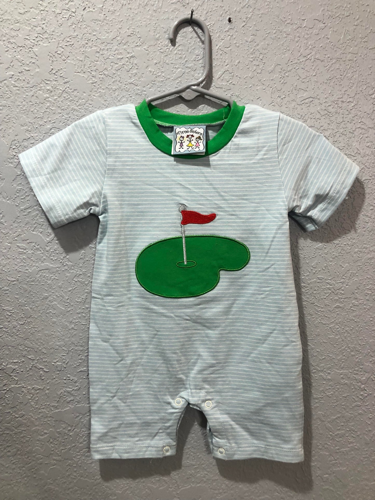 Boys Blue Stripe Golf Romper by Three Sisters