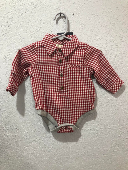 Boys Red Micro Plaid Woven Onesie or Shirt by Me & Henry