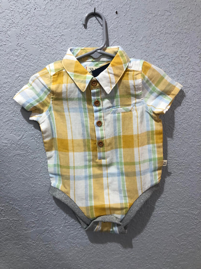 Boys Gold and Cream Plaid Woven Onesie or Shirt by Me & Henry