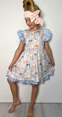 Girls Blue Vintage Coquette Dress by Clover Cottage