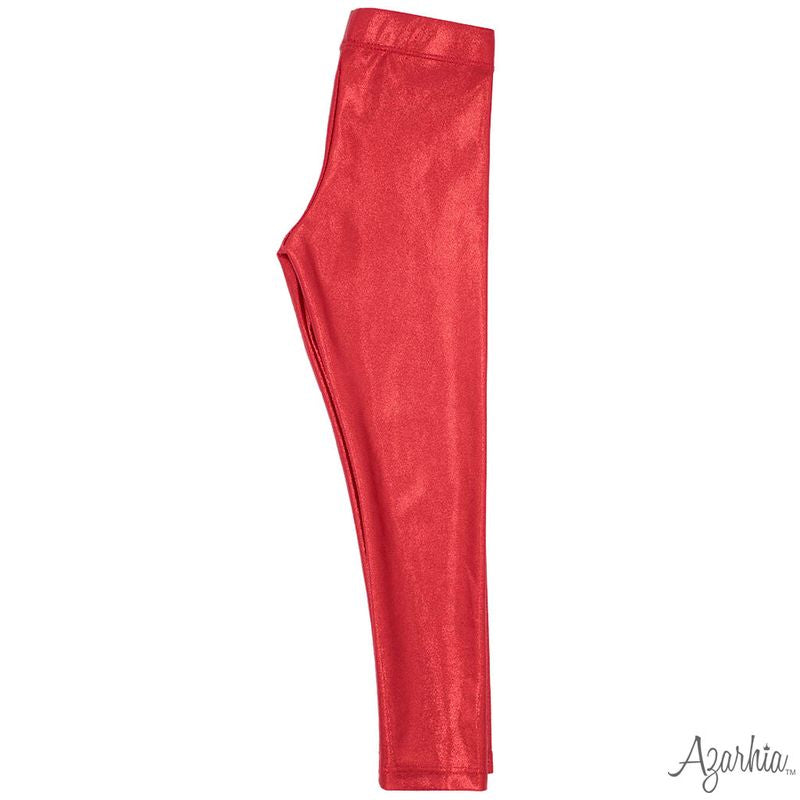 Girls Red Shimmer Leggings by Azarhia