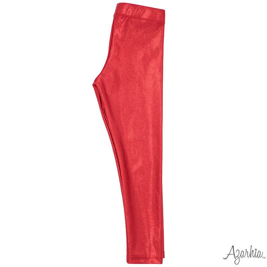 Girls Red Shimmer Leggings by Azarhia