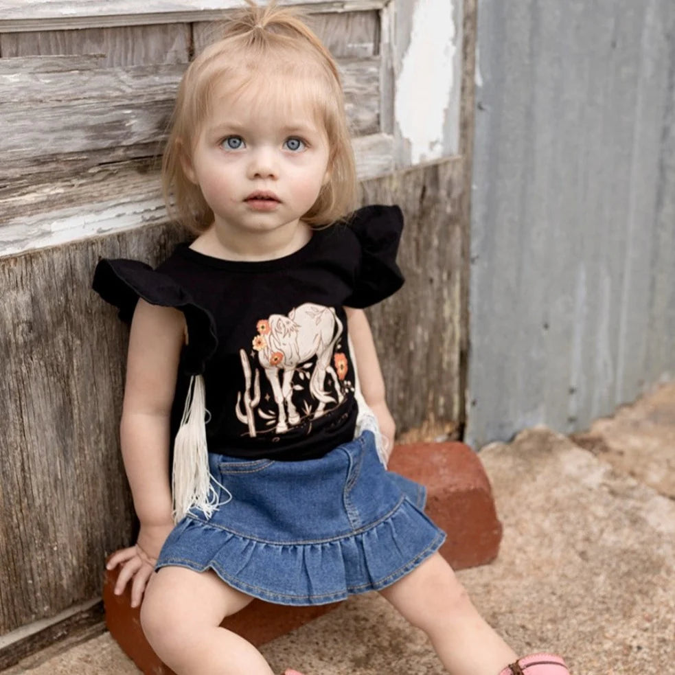 Girls Black Be A Dreamer Fringe Onesie or Shirt by Shea Baby