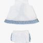 Girls White/Blue Seersucker Swing Top/Bloomer Set by Ruffle Butts