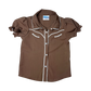 Girls Brown Vintage SS Pearl Snap Onesie or Shirt by Shea Baby