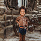 Girls Brown Vintage SS Pearl Snap Onesie or Shirt by Shea Baby