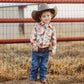 Boys Traveling Cowboy L/S Pearl Snap Onesie or Shirt by Shea Baby
