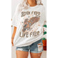 Ladies Retro Born Free Live Free Oversized Graphic Tee