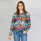Ladies Multicolor Leopard Long Sleeve Top with Pocket