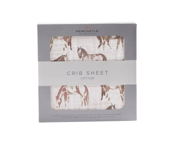 Newcastle Wild Horse Cotton Muslin Crib Sheet