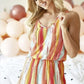 Ladies BiBi Multi Color Stripe Sleeveless Woven Romper