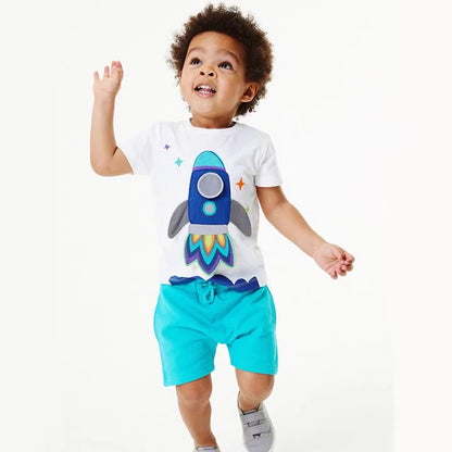 Boys Aosta Betty Rocket T-Shirt and Shorts (2-Piece Set)