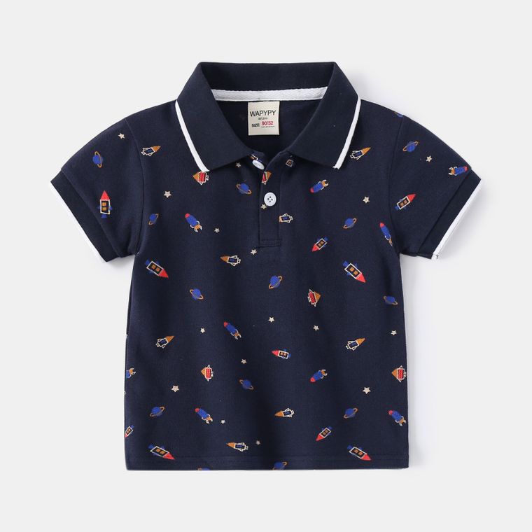 Boys WAPYPY Blue Rocket Polo Shirt