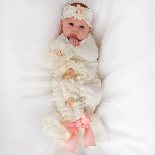 Cozy Cocoon Satin Bud Lace Swaddle