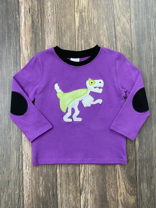 Boys Superhero T-Rex Elbow Patch T-Shirt