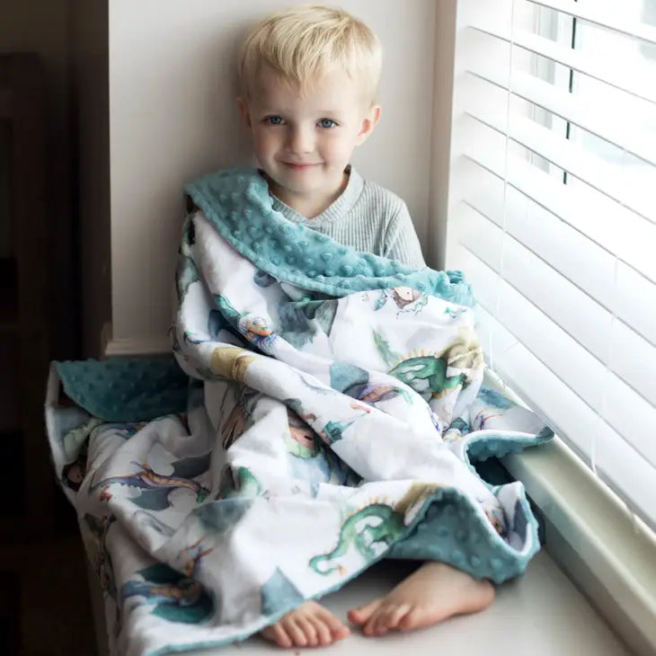 Honey Lemonade Baby and Toddler Minky Blanket - Dragons & Knights