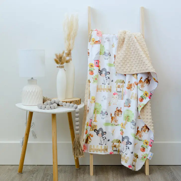 Honey Lemonade Baby and Toddler Minky Blanket - Farm Animals