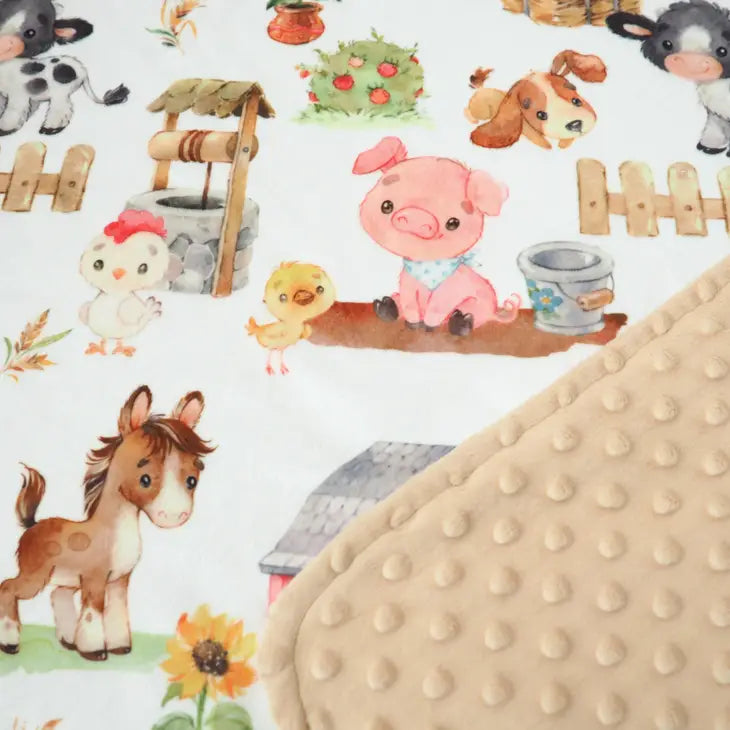 Honey Lemonade Baby and Toddler Minky Blanket - Farm Animals