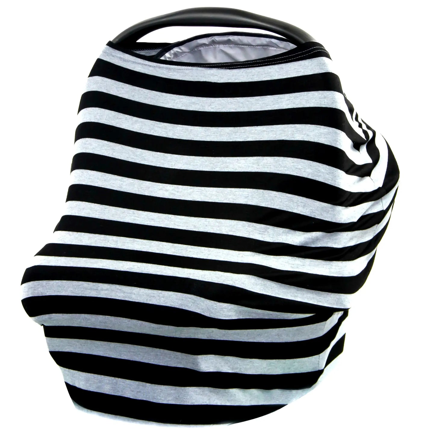 Stretchy Car Seat Canopy and Nursing Cover - Grey Black Stripe