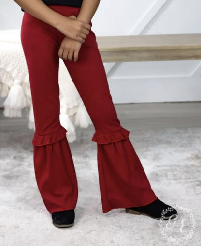 Girls Grace & Emma Ruffle My Feathers Flare Pants with Ruffle